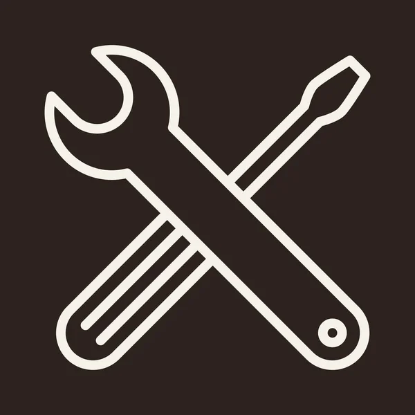 Wrench Schroevendraaier Gereedschap Icoon — Stockvector