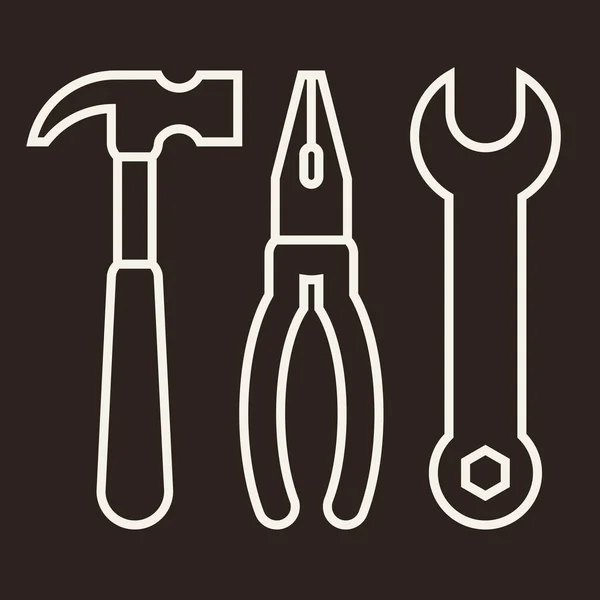 Hammer Pliers Wrench Tools Icon — Stock Vector