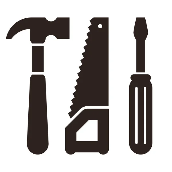 Hammer Saw Screwdriver Tools Icon — Stock Vector