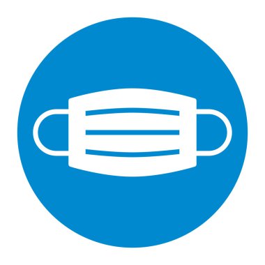 Tıbbi koruyucu maske işareti. Kirliliğe, virüse, gribe ve koronavirüse karşı yüz maskesi koruması. Sağlık ve Cerrahi Konsept