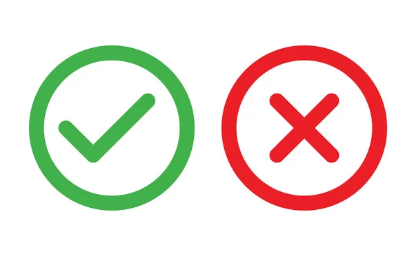 Botón Comprobar Cancelar Sin Símbolo Botón Web Aceptado Rechazado Aprobado — Vector de stock