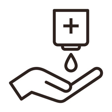 Ellerini dezenfekte et ve sterilize et. Sıvı sabun simgesi