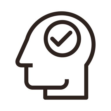 Başında işaret var. Düşünen adam kavramı beyaz arka planda izole