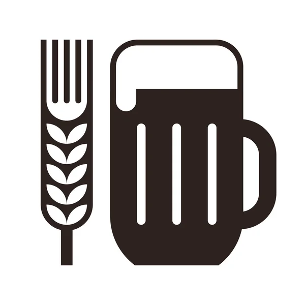 Bierglas und Weizenohren-Symbol — Stockvektor