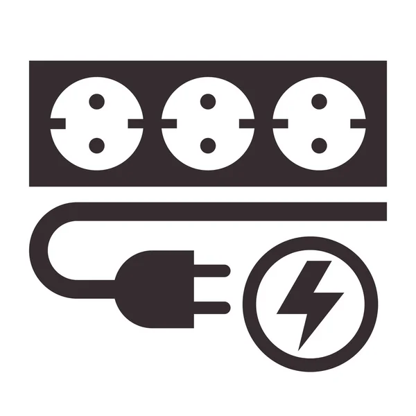Power outlet, plug and lightning sign — Stock Vector