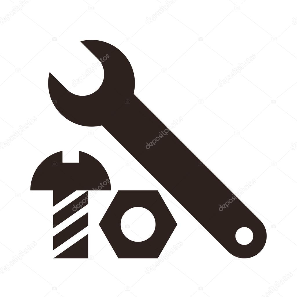 Wrench, nut and bolt icon