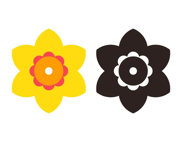 Нарцисс - набор цветочных икон — стоковый вектор