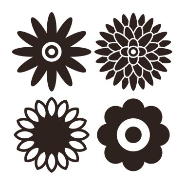Çiçek Icon set - gerbera, Kasımpatı, ayçiçeği ve papatya