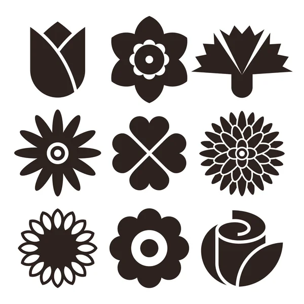 Flor icono conjunto — Archivo Imágenes Vectoriales