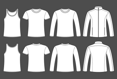 Singlet, T-shirt, Long-sleeved T-shirt and Jacket template clipart