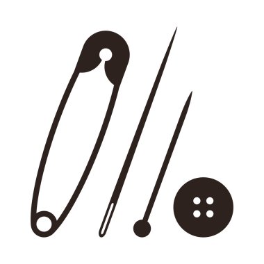 Safety pin, needle, pin and button clipart