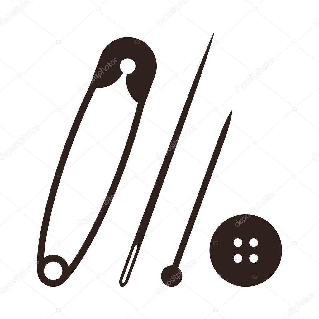 Safety pin, needle, pin and button