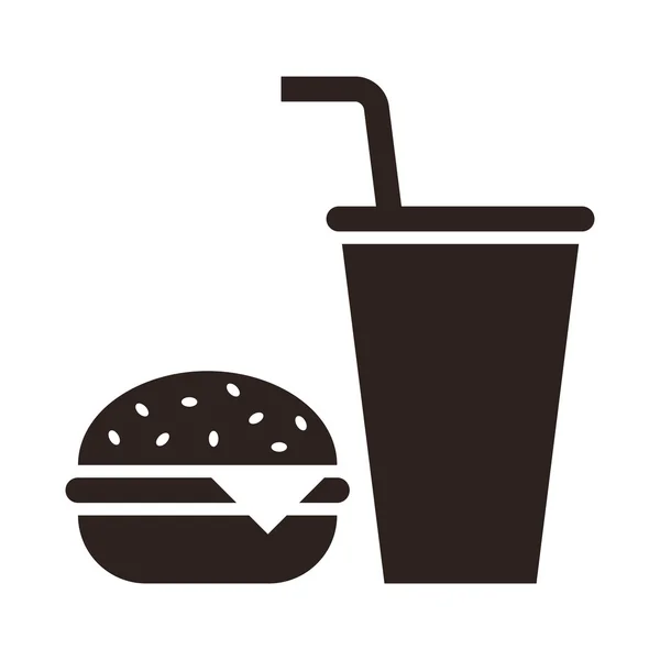 Fast-foody. Hamburger i napój ikona — Wektor stockowy