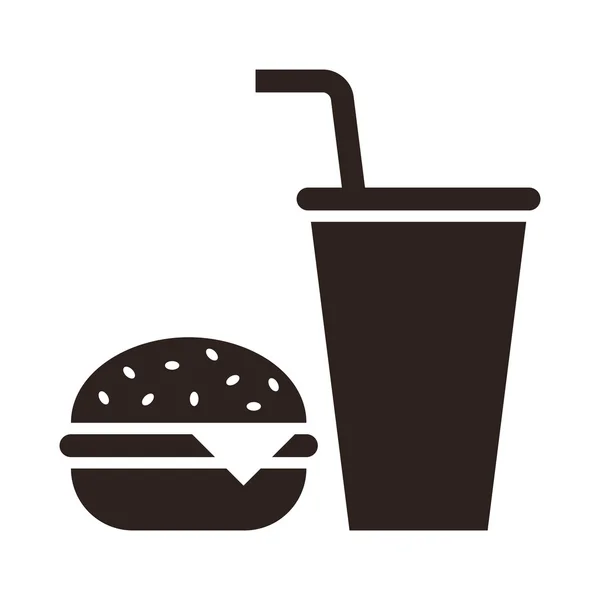 Fast food. Hamburger ve içki simgesi — Stok Vektör