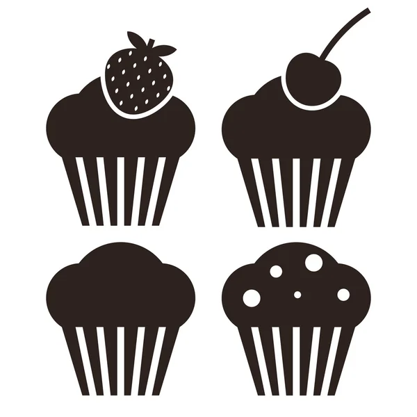 Muffin-Set vorhanden. Cupcake-Ikonen — Stockvektor