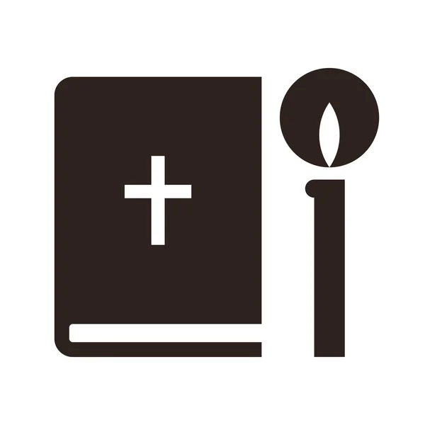 Bible and candle icon — Stock Vector
