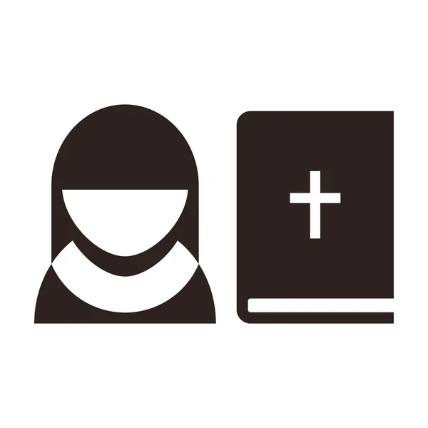 Nun and bible icon — Stockový vektor