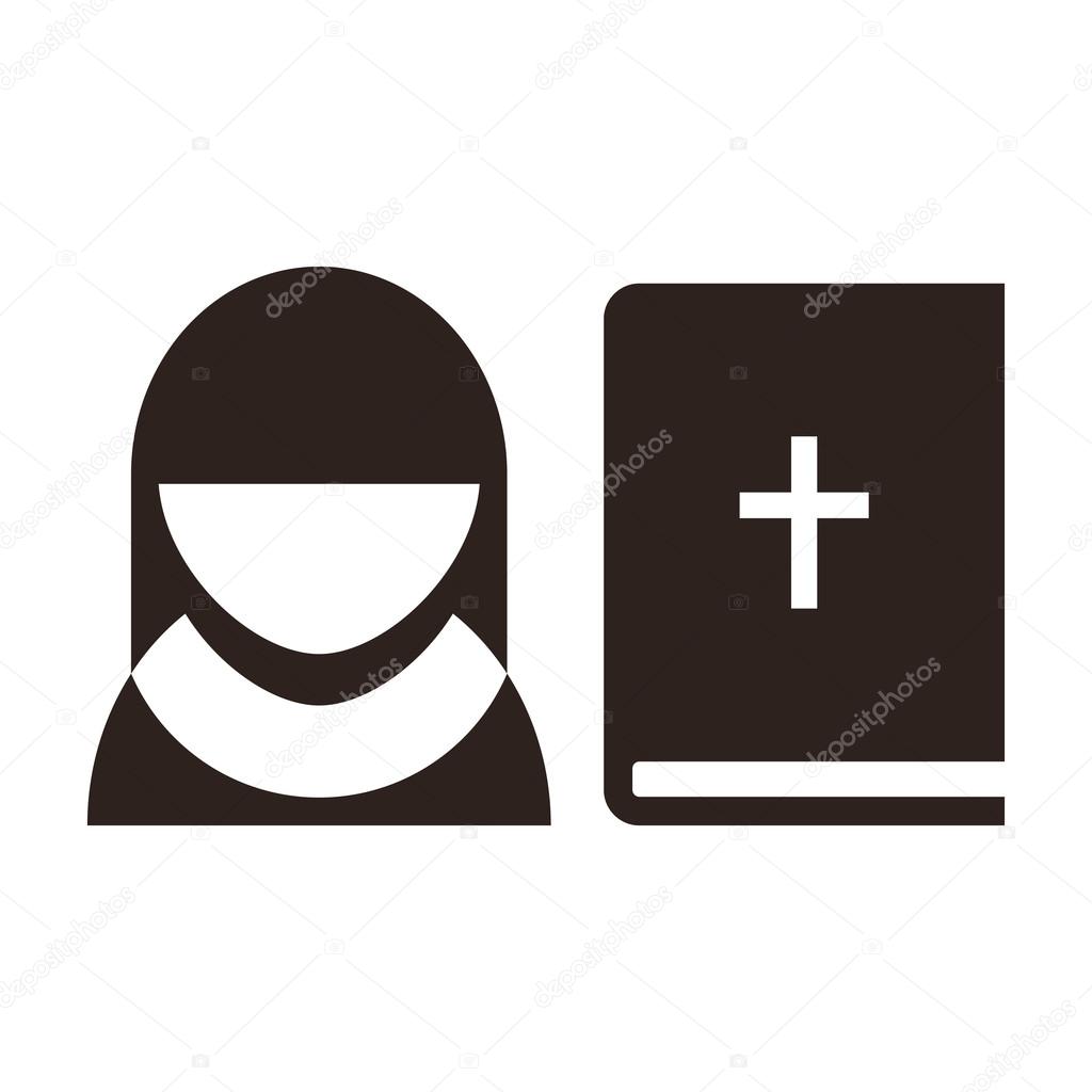 Nun and bible icon