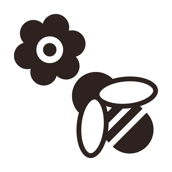 Včela a květinové ikona — Stockový vektor