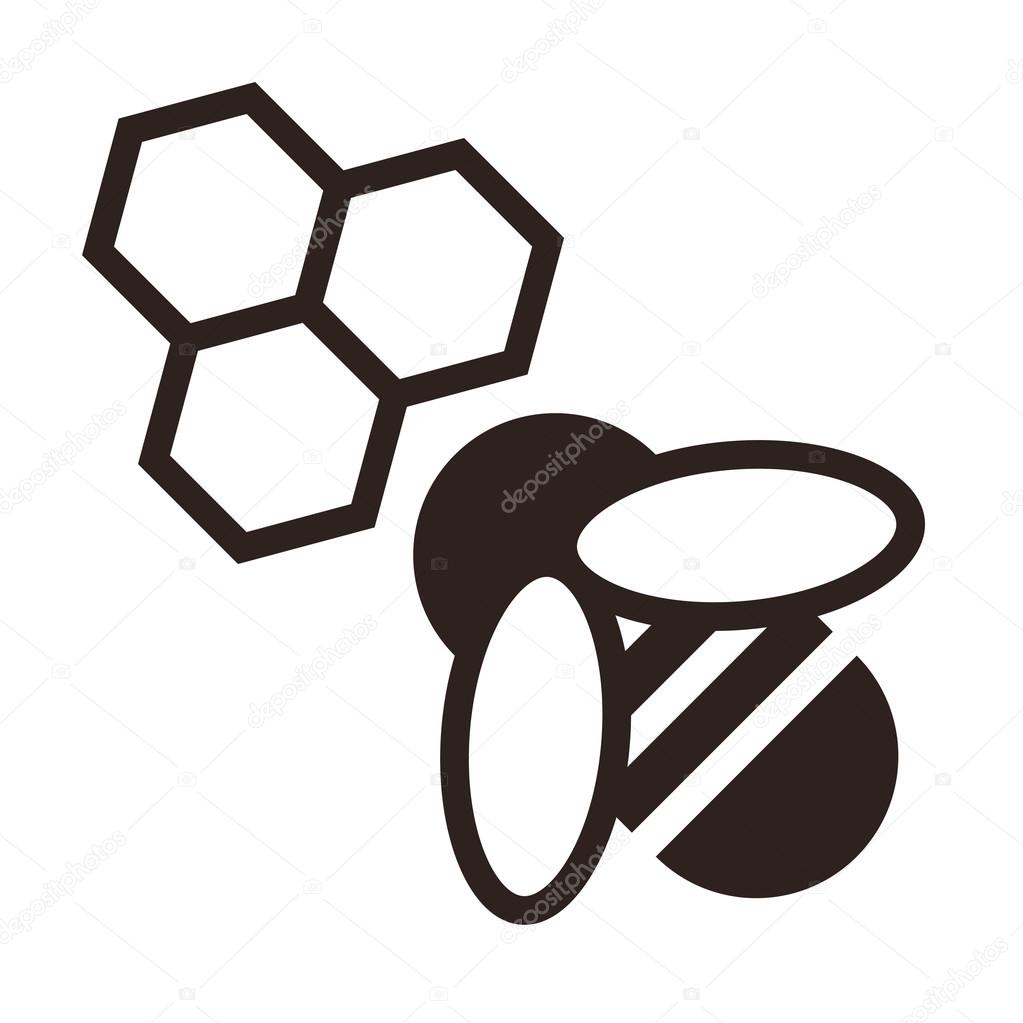 Bee and honeycombs icon