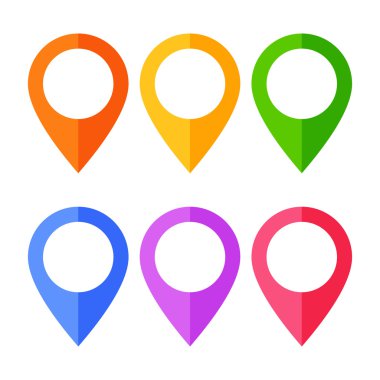 Parlak harita işaretçilerinin kümesi