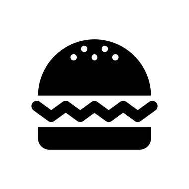 Burger ikonu, hamburger işareti, beyaz arka planda izole edilmiş fast food sembolü.