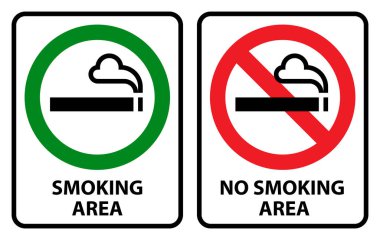 Sigara ve sigara içilen alan işaretleri yok. Sigara içmek ve sigara içmek yasak bölge beyaz arka planda izole.