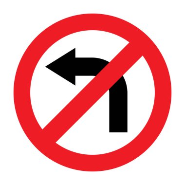 Sola dönüş işareti yok, yol işareti, yol işaretleri seyahat yönünü gösteren trafik işareti, yasak.