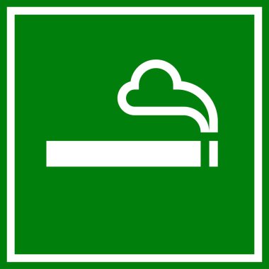 Sigara içme alanı işareti, sigara içme izni verilen bölge ikonu, sigara içme yeri etiketi, sigara içenler köşesi, sigara içme odası, sigara içilen bölüm sembolü