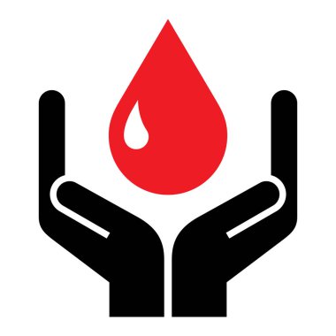 Kan bağışı ikonu. Vektör illüstrasyonunu bağışla. Kan bağışı gönüllüsü işareti. Dünya kan bağışı günü sembolü.