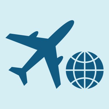 Uçak ve küre simgeler