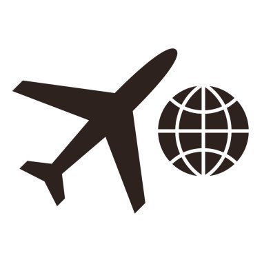 Uçak ve küre simgeler