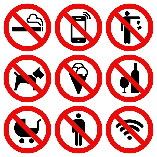 Set of Prohibited No Stop Sign — Stock Vector
