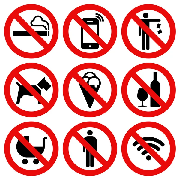 Conjunto de señal de parada prohibida — Vector de stock