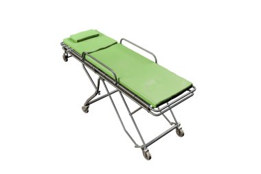 Beyaz arka plan üzerinde izole acil sedye