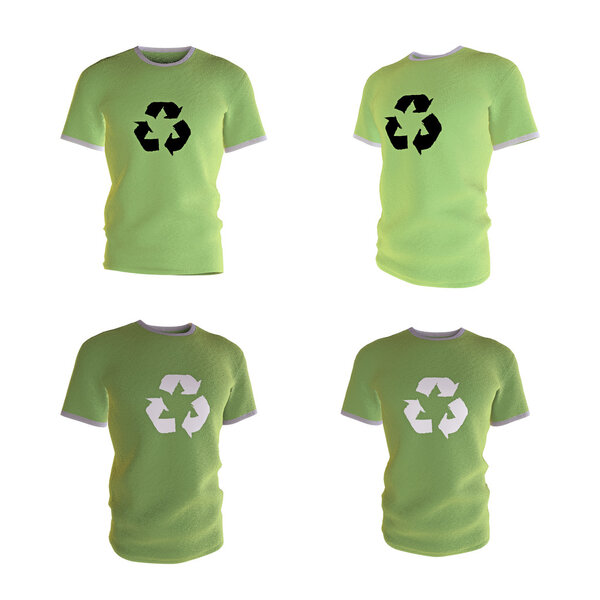 вторичная переработка футболки изолированы на белом фоне
