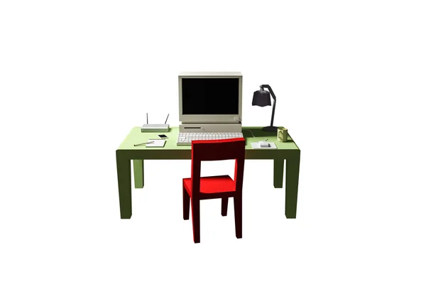 3D illustration av låga poly skrivbord — Stockfoto
