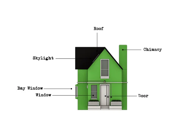 3D-s illusztráció egy egyszerű előrajzolt ház — Stock Fotó