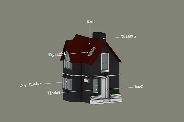 3d иллюстрация простого наброска дома — стоковое фото