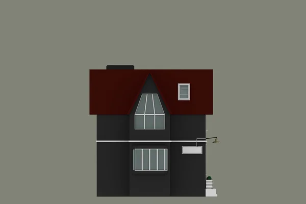 3D απεικόνιση του ένα απλό σκιαγραφημένο σπίτι — Φωτογραφία Αρχείου