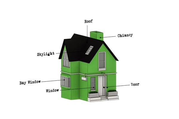 3d ilustración de una simple casa dibujada — Foto de Stock