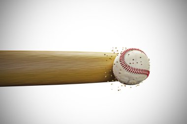 bir beyzbol topu smashing bir beysbol sopası 3D çizimi
