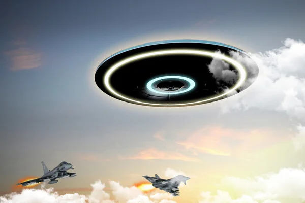 Ufo engaged by military forces — Stock Photo, Image