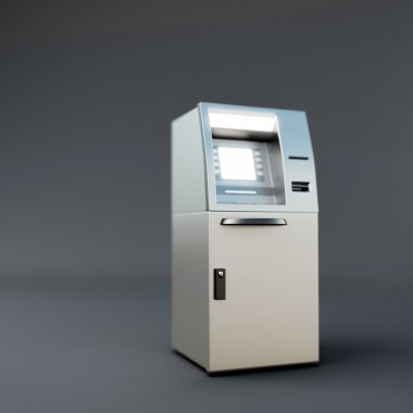 iki atm koyu gri arka plan üzerinde izole 3D çizimi