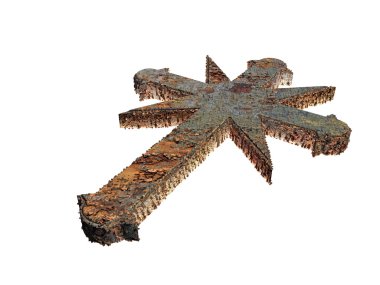 3d illustration of a rusty cross isolated on white background clipart
