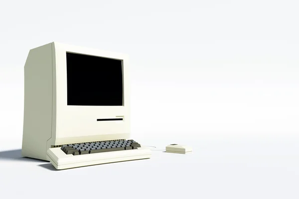 Ilustración 3d de un viejo escritorio de computadora aislado sobre fondo blanco —  Fotos de Stock