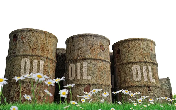 3d illustration of oil barrels isolated on white background — Stock Photo, Image