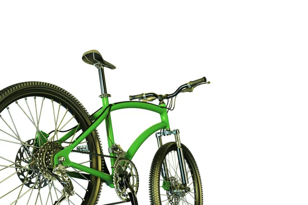 白い背景に分離された緑のマウンテン バイクの 3 d イラストレーション — ストック写真