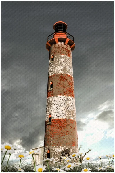 3d 一个老灯塔的例证 — 图库照片