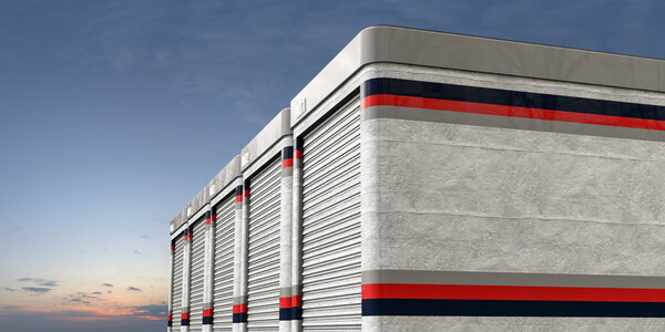 3d illustration of self storage isolated on white background